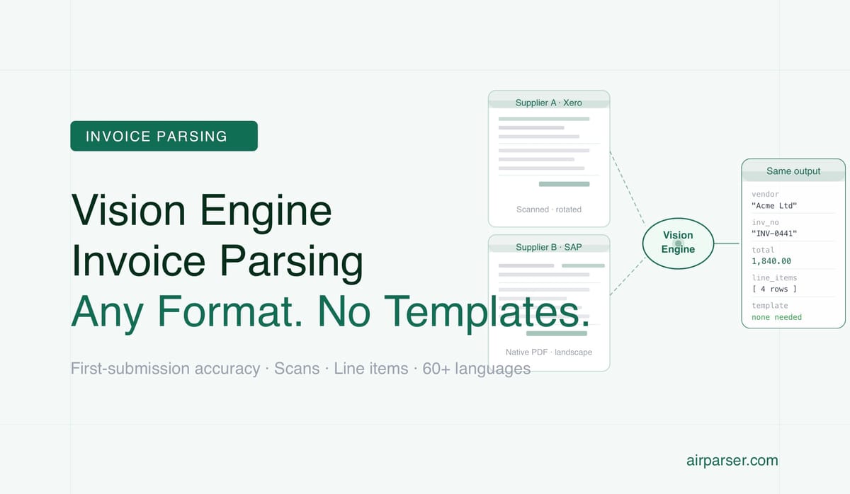 Vision Engine Invoice Parsing: How Airparser Handles Any Supplier Format