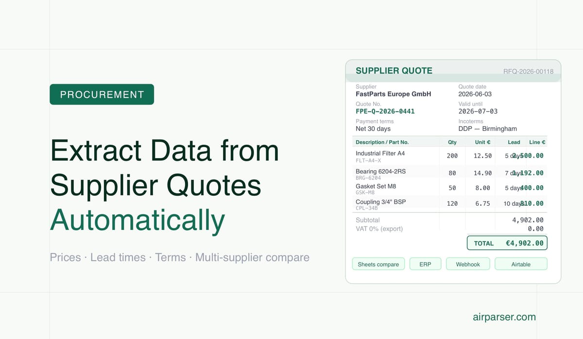 How to Extract Data from Supplier Quotes Automatically