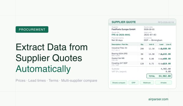 How to Extract Data from Supplier Quotes Automatically