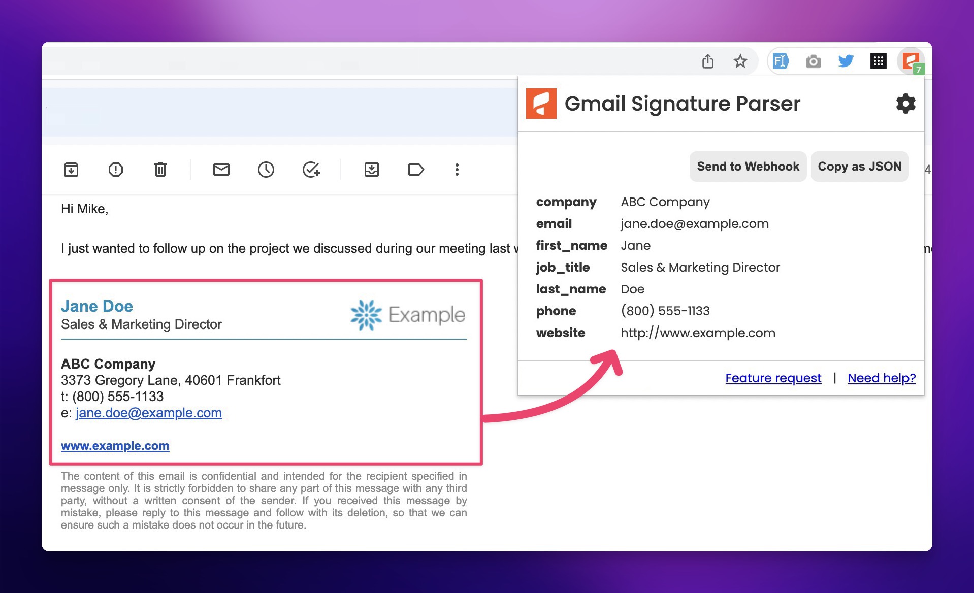 Email Signature Parser Parsio